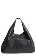 Peace Love World Slouchy Faux Leather Hobo - Black