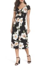 Women's Nsr Printed Knot Front Jumpsuit - Black