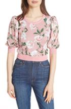 Women's Alice + Olivia Brandy Floral Puff Crop Sweater - Pink