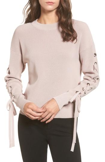 Women's J.o.a. Lace-up Sleeve Sweater - Pink