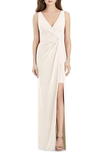 Women's Jenny Packham Crepe Column Gown - Ivory