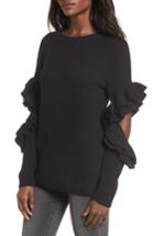 Women's Bp. Elbow Cutout Ruffle Sweater, Size - Black