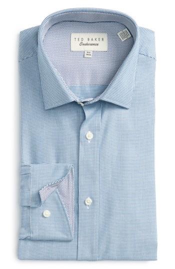 Men's Ted Baker London Endurance Trim Fit Houndstooth Dress Shirt 32/33 - Blue