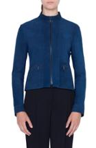 Women's Akris Punto Suede Zip Jacket - Blue