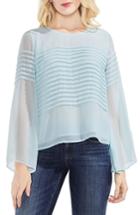 Women's Vince Camuto Pintuck Detail Bell Sleeve Blouse, Size - Blue