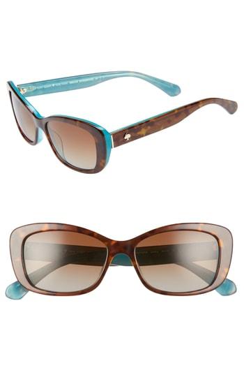Women's Kate Spade New York Claretta 53mm Polarized Sunglasses - Havana/ Aqua