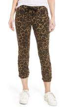 Women's Pam & Gela Distressed Leopard Print Sweatpants, Size - Brown