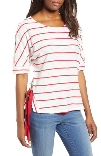 Women's Everleigh Side Tie Stripe Tee, Size - White