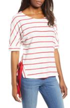 Women's Everleigh Side Tie Stripe Tee, Size - White