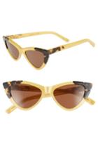Women's Pared Picollo & Grande 50mm Cat Eye Sunglasses - Yell/dk Tort Lam Sol Brn Lens