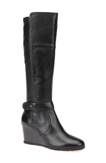 Women's Geox Inspiration Knee High Wedge Boot .5us / 41eu - Black