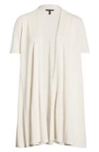 Women's Eileen Fisher Short Sleeve Silk & Organic Linen Cardigan - Grey