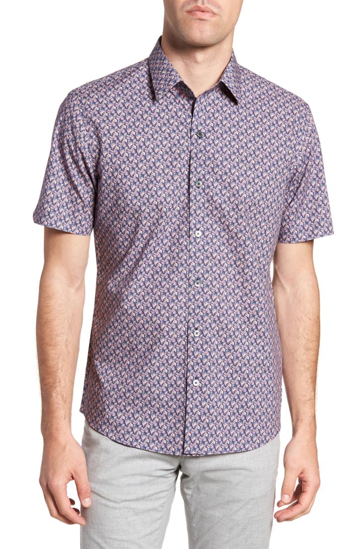 Men's Zachary Prell Brice Trim Fit Scribble Print Sport Shirt, Size - Purple