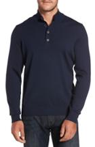Men's Thomas Dean Merino Wool Blend Mock Neck Sweater, Size - Blue