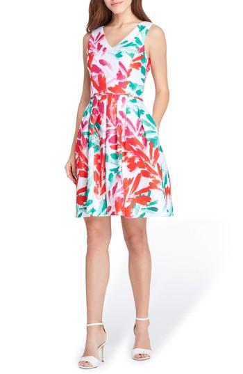 Women's Tahari Print Jacquard Dress - Coral