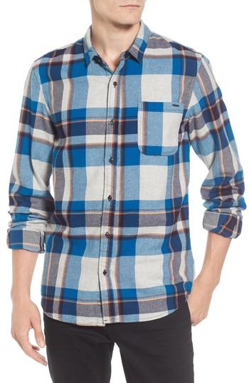 Men's Scotch & Soda Brushed Flannel Plaid Shirt, Size - White