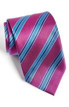 Men's David Donahue Stripe Silk Tie, Size - Pink