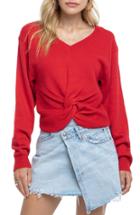 Women's Astr The Label Twist Front Sweater - Red