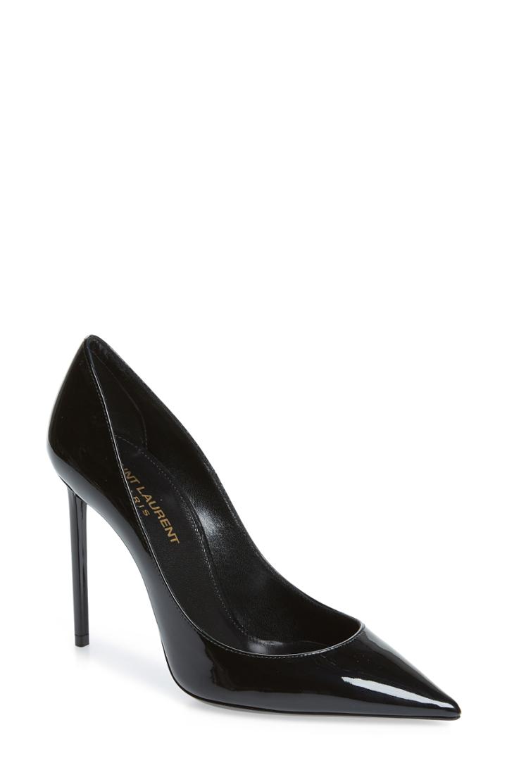 Women's Saint Laurent Zoe Pointy Toe Pump .5us / 34.5eu - Black