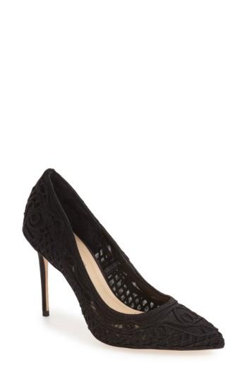 Women's Imagine By Vince Camuto 'olivia' Macrame Pointy Toe Pump .5 M - Black