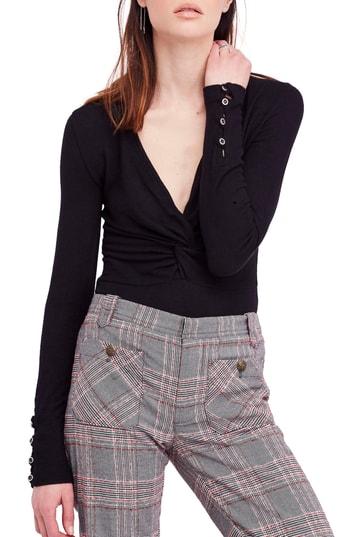 Women's Free People Twisted Long Sleeve Tee - Black