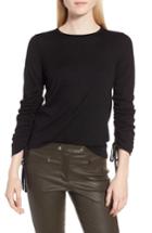 Women's Nordstrom Signature Cashmere Ruched Sleeve Pullover - Black