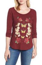 Women's Lucky Brand Butterfly Floral Print Top - Red