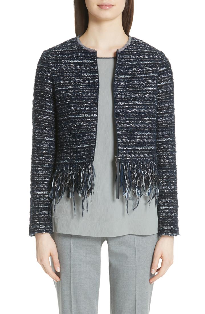 Women's Etro Tie Front Paisley Jacquard Knit Jacket Us / 40 It - Black
