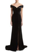 Women's Rachel Gilbert Violetta Velvet Off The Shoulder Gown - Black