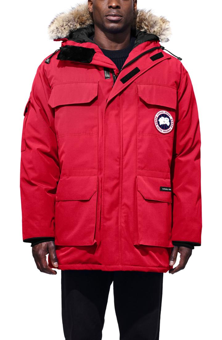 Men's Canada Goose Pbi Expedition Regular Fit Down Parka With Genuine Coyote Fur Trim, Size - Red