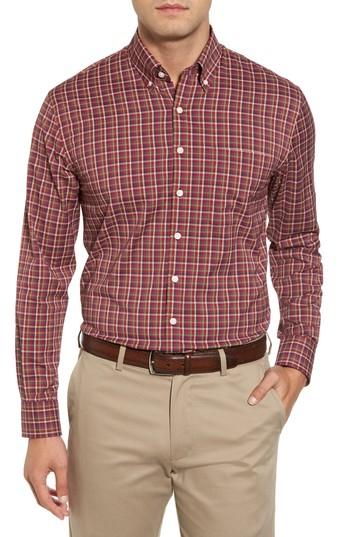 Men's Bobby Jones Dorian Plaid Easy Care Sport Shirt - Red