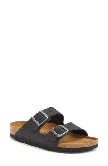 Women's Birkenstock 'arizona' Soft Footbed Sandal -7.5us / 38eu B - Black