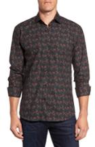 Men's Jared Lang Strawberry Print Sport Shirt - Black