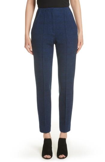 Women's Jason Wu Houndstooth Plaid Wool Slim Pants - Blue