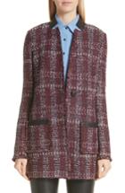 Women's St. John Collection Flecked Textures Plaid Knit Jacket - Purple