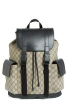 Men's Gucci Eden Flap Top Canvas Backpack - Beige