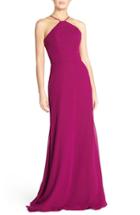 Women's Hayley Paige Occasions Strappy V-back Chiffon Halter Gown
