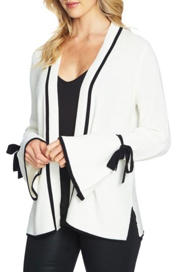 Women's Cece Tie Bell Sleeve Cardigan - White