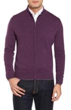 Men's Thomas Dean Merino Blend Full Zip Cardigan - Purple