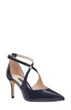Women's Nine West Micael Cross Strap Patent Pump M - Blue
