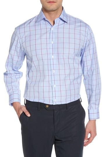 Men's Nordstrom Men's Shop Traditional Fit Plaid Dress Shirt .5 32/33 - Purple