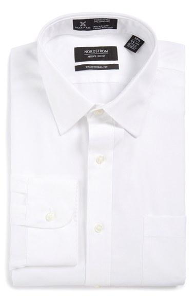 Men's Nordstrom Men's Shop Smartcare(tm) Traditional Fit Solid Dress Shirt .5 32 - White