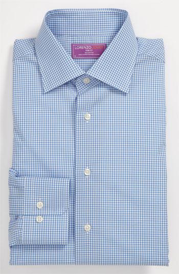 Lorenzo Uomo Trim Fit Dress Shirt Light Blue/ White