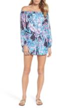 Women's Lilly Pulitzer Off The Shoulder Romper, Size - Blue
