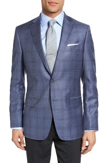 Men's Hart Schaffner Marx Classic Fit Plaid Wool Sport Coat R - Blue