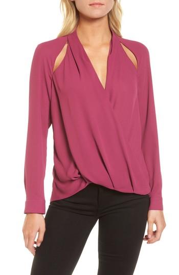 Women's Trouve Cutout Surplice Top, Size - Purple