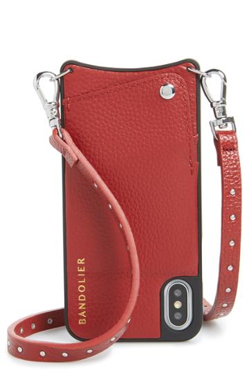 Bandolier Nicole Pebbled Leather X/xs/xs Max & Xr Crossbody Case - Red