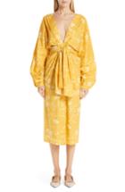 Women's Johanna Ortiz Tie Front Daffodil Print Poplin Midi Dress