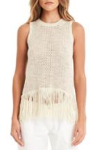Women's Michael Stars Split Back Fringe Tank - Brown