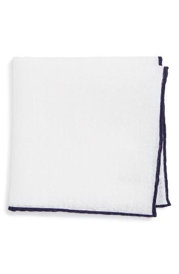 Men's Eton Solid Linen Pocket Square, Size - Blue